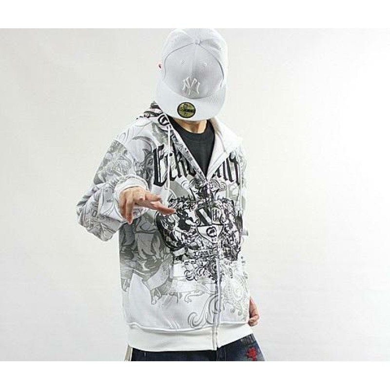 Men's Hip Hop Ecko Unltd Zipper Cotton Lining Hoodie Graffiti Print Warm Sweater