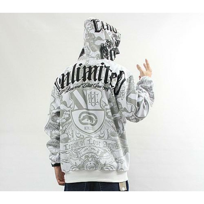 Men's Hip Hop Ecko Unltd Zipper Cotton Lining Hoodie Graffiti Print Warm Sweater