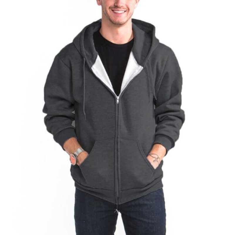 Men's Heavyweight Zip Up Hoodie Jacket Cotton Full...