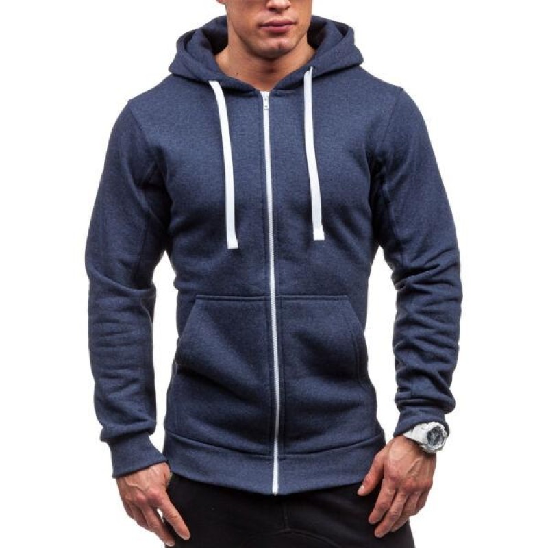 Men Plain Pullover Hoodie Casual Hooded Sweatshirt Long Sleeve Classic Tops