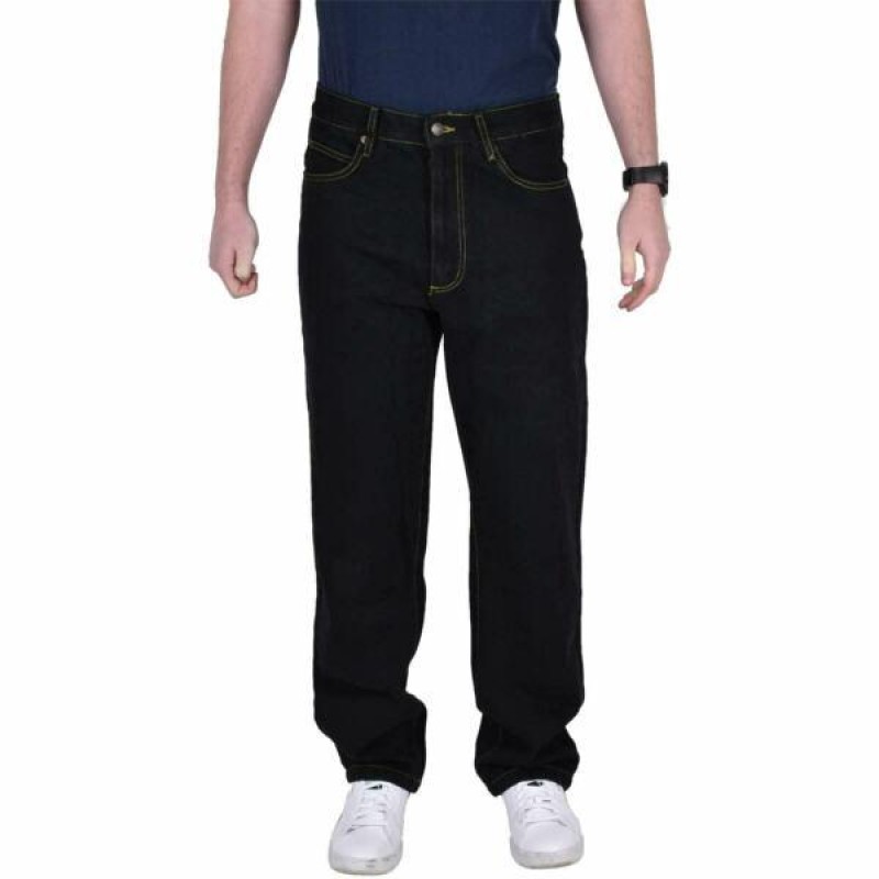 Mens Basic Denim Jeans Regular Fit Straight Leg Cotton Trousers Pants All Sizes