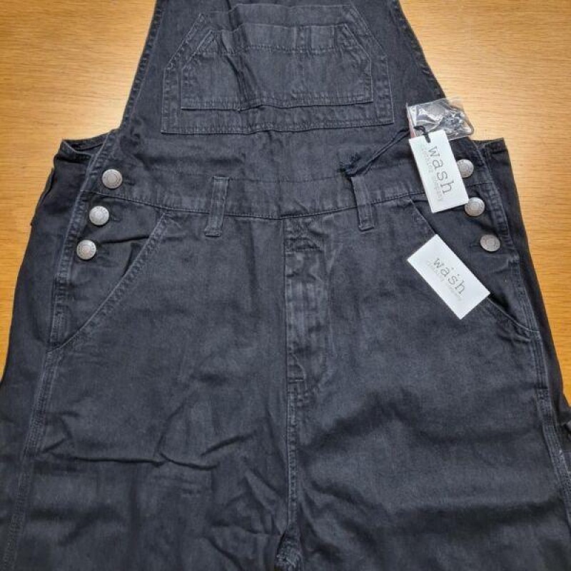 Mens Relaxed Fit Denim Dungarees - Black Sizes W30,32,34,36,38,40,42 and 44