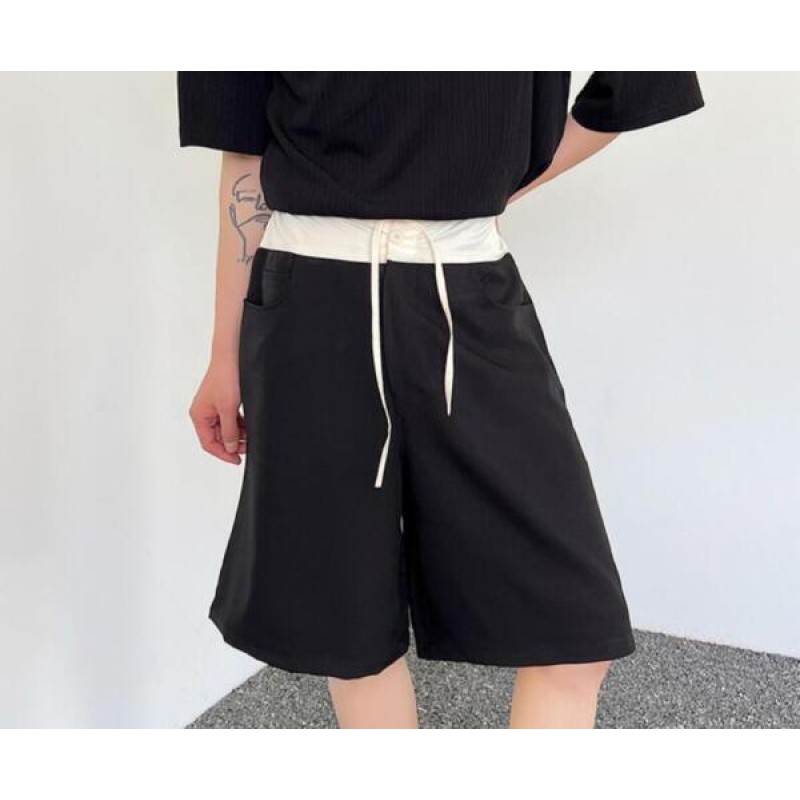 Men's New Fashion Summer Youth Casual Loose Short Pants Color Matching Shorts