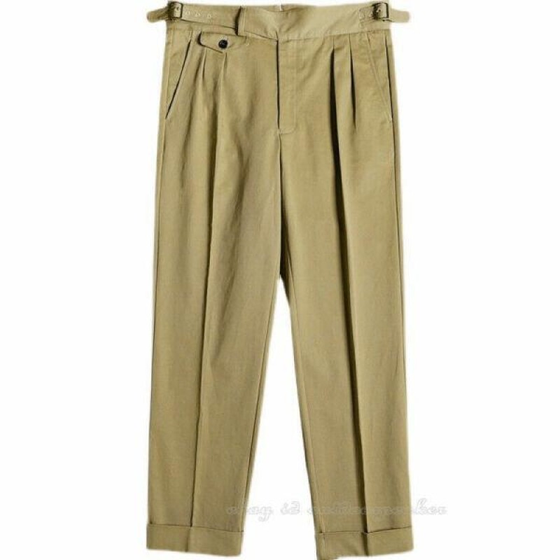 Retro Cotton Men's GURKHA Pants Suit Casual Busine...