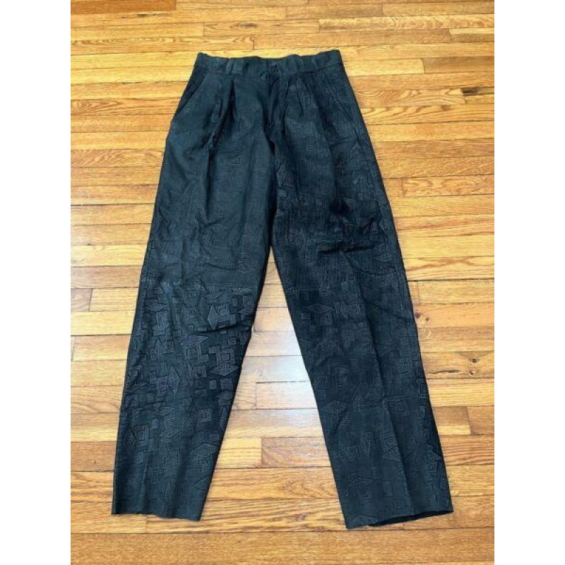 Mens Black Leather Pants Size 34x36 UNHEMMED Pleat...