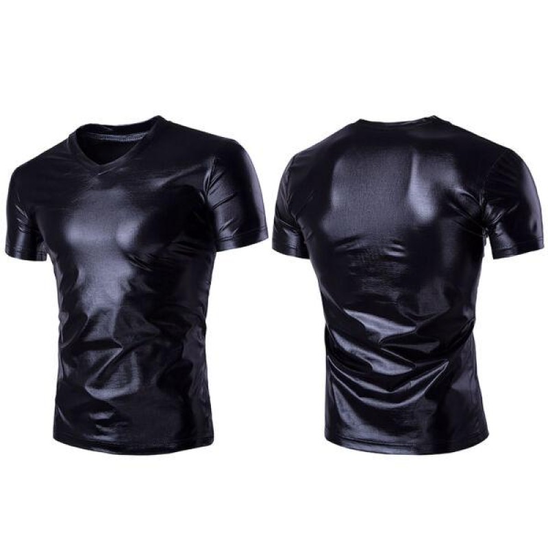 Men  Solid Color T-shirt  Breathable Round Neck Sh...