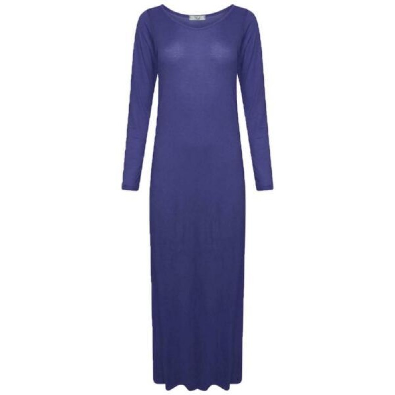 WOMENS LONG SLEEVE LONG MAXI DRESS LADIES PLAIN MAXI JERSEY PLUS SIZE 8-26