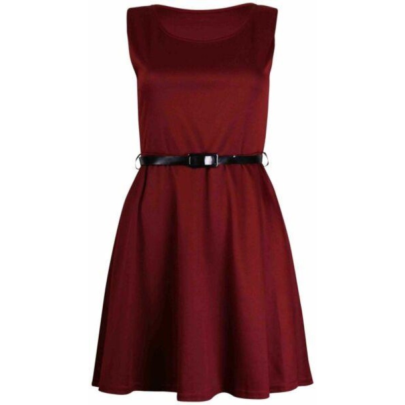   WOMENS LADIES SKATER DRESS SLEEVELESS TAILORED B...