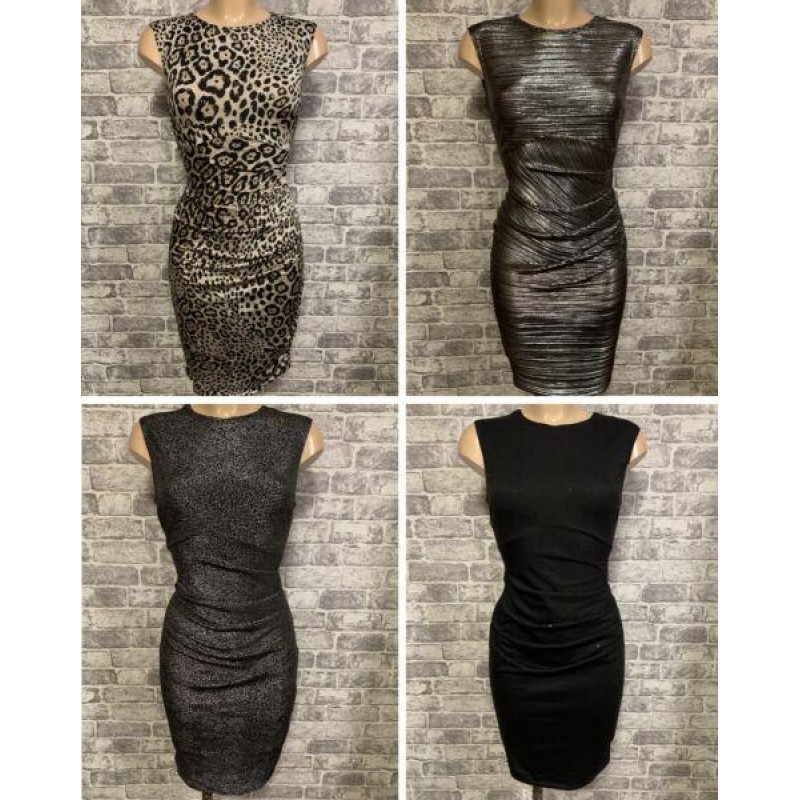 Beautiful Ruch Feature Bodycon Figure Hugging Dress Size 10-18